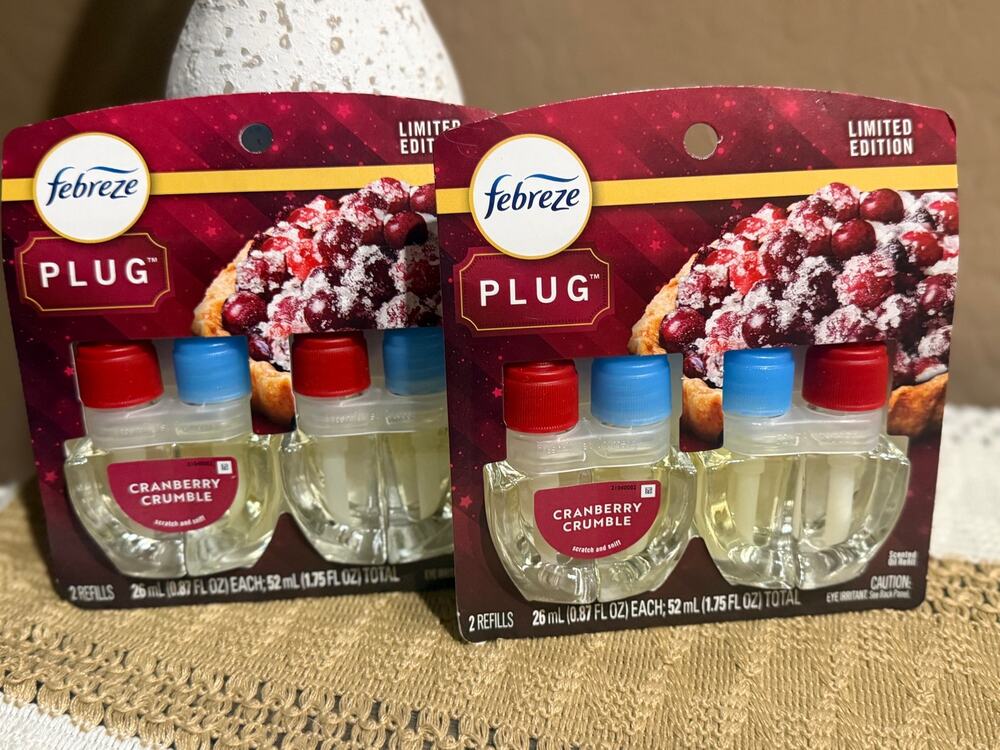 Febreze Plug in refills Cranberry Crumble Limited edition Fragrance Bundle of 4